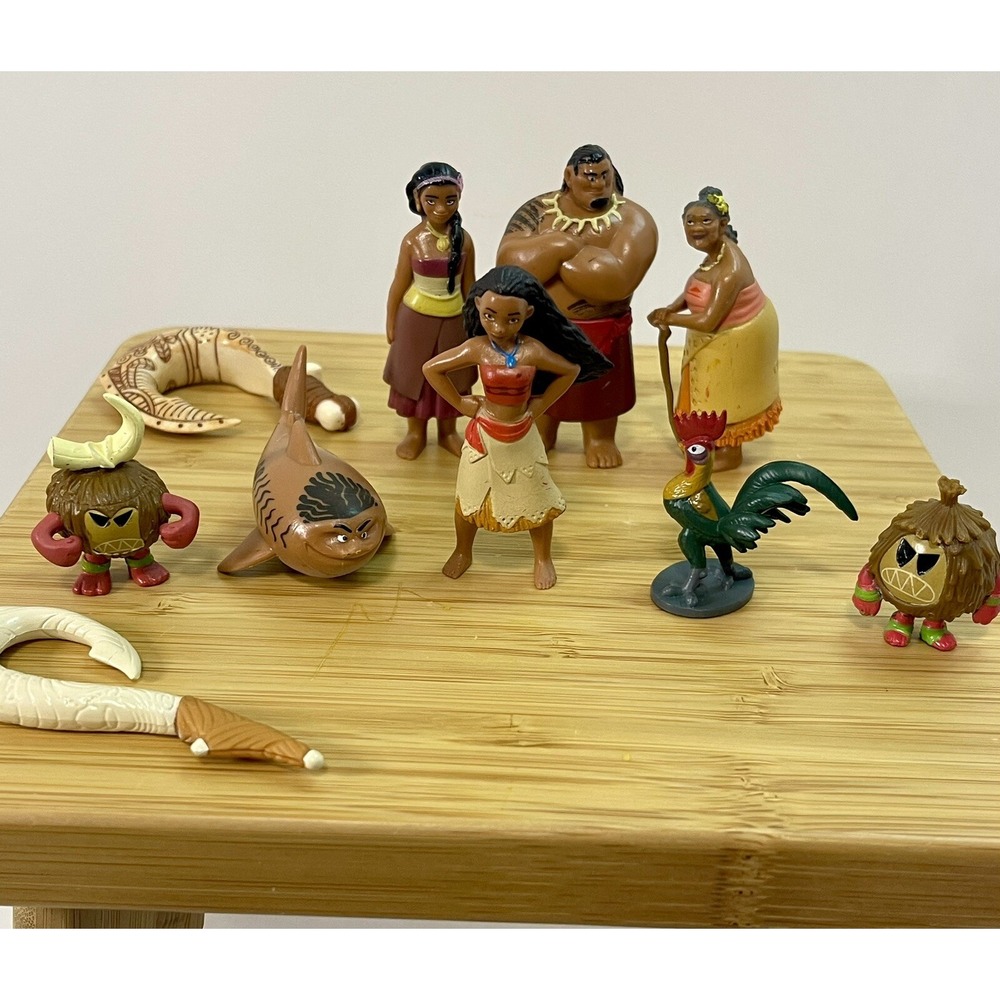 Disney‎ Store Moana Playset Figures Cake Topper PVC Toy Lot of 10 Figures